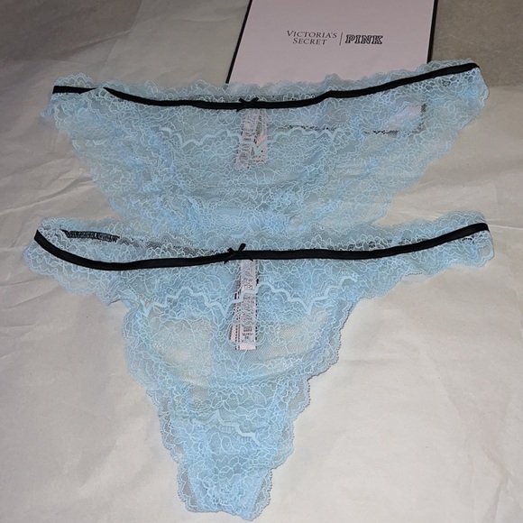 (XL) 2pcs Victoria's Secret Lace Trim THONG & CHEEKY Panties Dream Angels - Picture 8 of 14